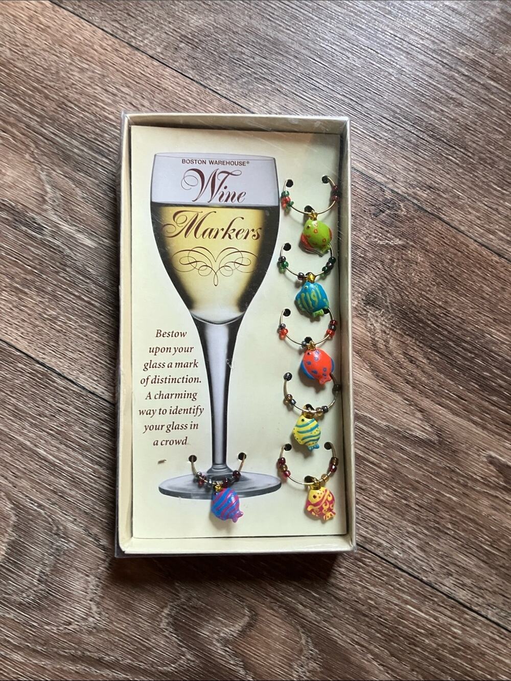 Boston Warehouse Wine Markers with Multicolored Fish Charms